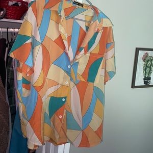 SheIn geometric button down blouse